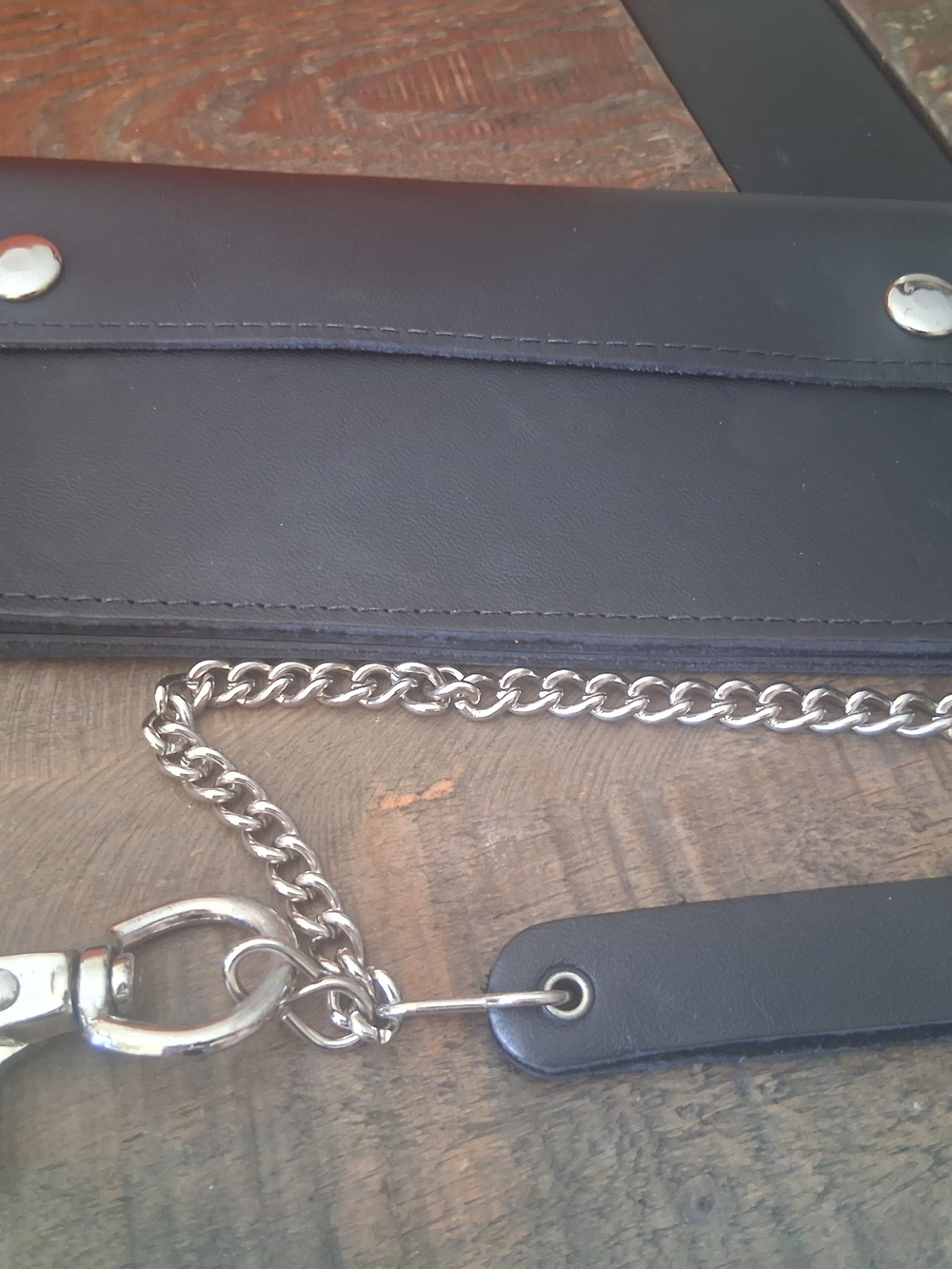 Men's Black Leather Chain Strap Wallet